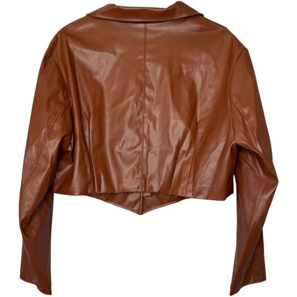 |🔸BUNDLE ONLY🔸|NWT| SHEIN CURVE Plus Lapel Neck Button Crop PU Leather Blazer - Picture 6 of 8